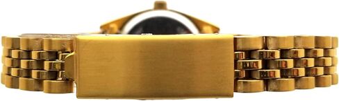 ساعة بيجو النسائية الماسية ذات الحافة المخددة الفاخرة بسوار فولاذي مطلي عيار 14 قيراط مع نافذة للتاريخ in Kuwait