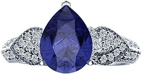 2.25 Carat Vintage Leaf Pear Cut Tanzanite Diamond Engagement Ring (2 Ct Center Heirloom Quality AAA+) in Saudi Arabia