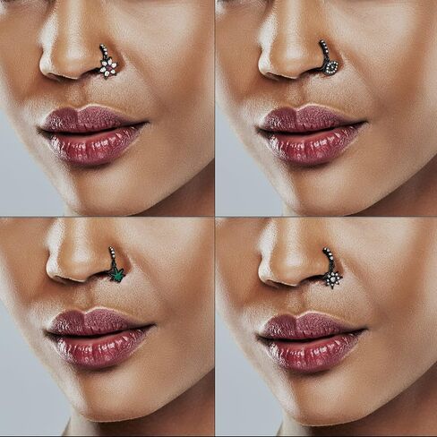 jerywe 9 قطع 20 جرام حلقات الأنف المتدلية الأطواق للنساء الرجال الجراحية الفولاذ المقاوم للصدأ الأنف الدائري العين الشريرة فراشة القمر نجمة زهرة ورقة تشيكوسلوفاكيا الأنف هوب الدائري الغضروف القرط المتدلية ثقب الأنف المجوهرات in Kuwait