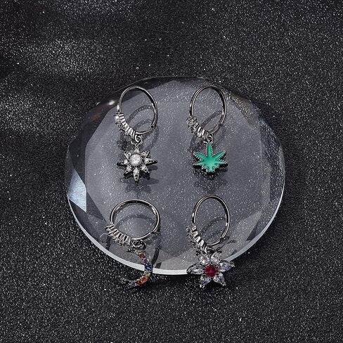 jerywe 9 قطع 20 جرام حلقات الأنف المتدلية الأطواق للنساء الرجال الجراحية الفولاذ المقاوم للصدأ الأنف الدائري العين الشريرة فراشة القمر نجمة زهرة ورقة تشيكوسلوفاكيا الأنف هوب الدائري الغضروف القرط المتدلية ثقب الأنف المجوهرات in Kuwait