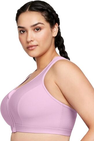 Glamorise Women's Plus Size Zip Up Front-Close Sports Bra Wirefree #9266 in Kuwait