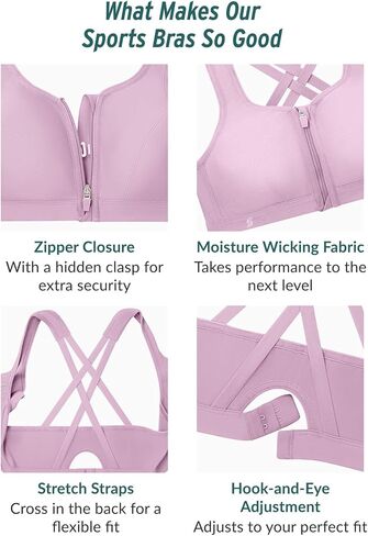 Glamorise Women's Plus Size Zip Up Front-Close Sports Bra Wirefree #9266 in Kuwait