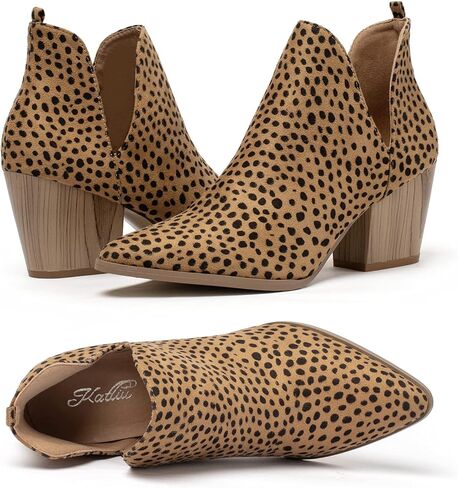 Katliu النساء حذاء من الجلد موضة مكتنزة عالية الكعب أحذية بوت قصيرة أشار تو الجانب سستة الجوارب in Kuwait