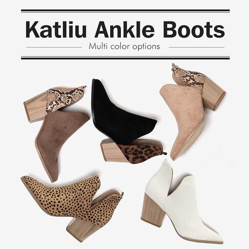 Katliu النساء حذاء من الجلد موضة مكتنزة عالية الكعب أحذية بوت قصيرة أشار تو الجانب سستة الجوارب in Kuwait