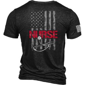 Nine Line Stethoscope Flag Nurses Front Line Heroes Unisex T-Shirt - Patriotic Shirt American Flag Dropline Logo