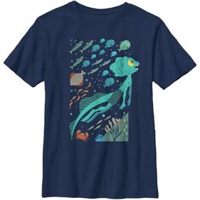 Pixar Unisex Kid's Luca Under The Sea Boys Short Sleeve Tee Shirt, Navy Blue, Youth Husky Small