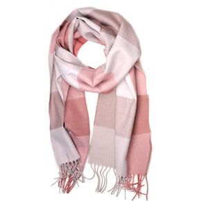 D&Y Unisex Classic Softer Than Cashmere Plaid Fringe End Scarf, Beige/Peach