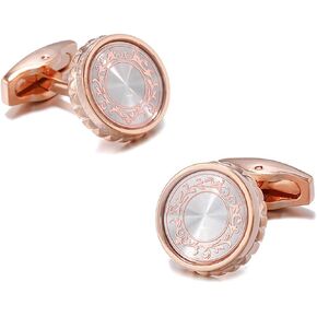 Simple Flower Stem Pattern Cufflinks & Studs Set Rose Gold Abstract Ornamental Floral Formal Set YW35SET (Only Cufflinks)