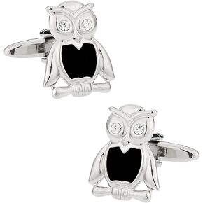 Wise Owl Cufflinks Crystal Eyes with Presentation Box