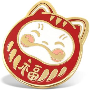 Winks For Days Darumeow Lucky Daruma Cat Hard Enamel Lapel Pin