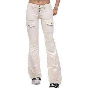 بنطال واسع الارتفاع للنساء كاجوال Y2K منقوش على شكل جرس من الأسفل in Kuwait