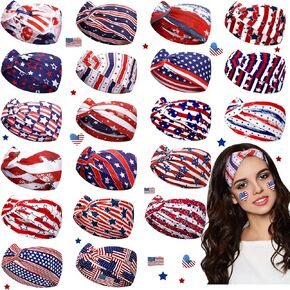 Unittype 20 Pcs Headband for Women Twisted Hair Band Bandanas Stretchy Athletic Headband Knot Unisex Wide Head Wraps for Women Yoga Running Exercise(Floral)