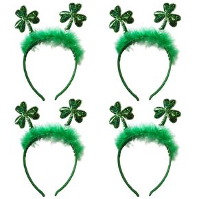 ZCMG St. Patrick's Day Headband Top Hat Hair Bands Clover Shamrock Hairband Women Green Leprechaun Irish Day Headpiece Carnival Hair Hoop Holiday Cosplay Costume Cute Handmade Hair Accessories 4 Pack