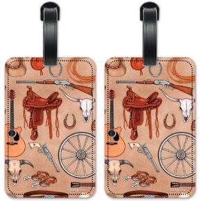Western - Image by Dan Morris - Luggage ID Tags - Suitcase Identification Cards - Set of 2