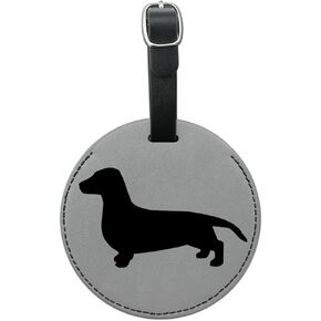 Graphics & More Dachshund Wiener Dog Round Leather Luggage Id Tag Suitcase Carry-on, Black