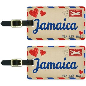 Graphics & More Air Mail Postcard Love for Jamaica Luggage Suitcase Carry-on Id Tags, White