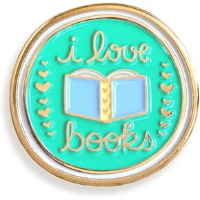 Night Owl Paper Goods Love Books Enamel Pin, Gold