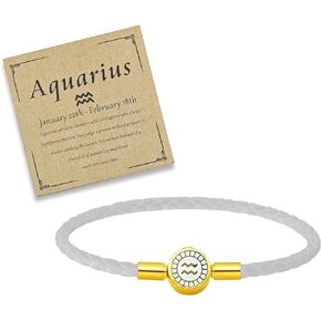 Zodiac Signs Spirit Bracelet 12 Constellation Leather Bracelet 12 Color Constellation Bracelets Zodiac Guardian Bracelet Birthday Jewelry Gift for Women Men