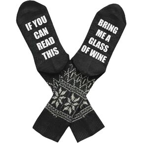 If You Can Read This Socks Novelty Crew Dress Christmas Movies Socks with Funny Saying Wine Socks Crazy Gift for Men Women