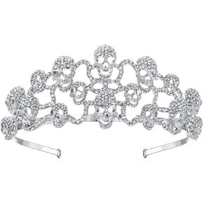 EVER FAITH Halloween Skull Hair Band Tiara Austrian Crystal