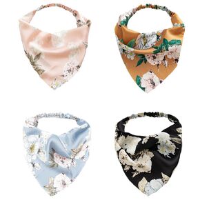 Elastic Hair Scarf Headbands Hair Bandanas Scarf Polka Dot Head Kerchief Headbands for Women Girls (5 Colors Flower)