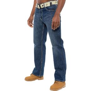 Enzo Mens Designer Denim Jeans Blue Regular Fit Free Belt All Waist Sizes (36W x 34L, Stone Wash) in Saudi Arabia