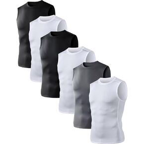 6 or 3 Pack Men's Athletic Compression Shirts Sleeveless Tank Top Base Layer Sports Workout Shirts for Basketball