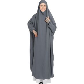 Jazvano Jilbab Muslim Prayer Clothes Islamic Abayas for Women Muslim Eid Ramadan Modest Dress Dubai Kaftan Abaya Robe 1pc