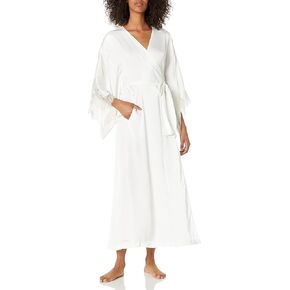 Natori Women's Solid Satin Wrap with Lace