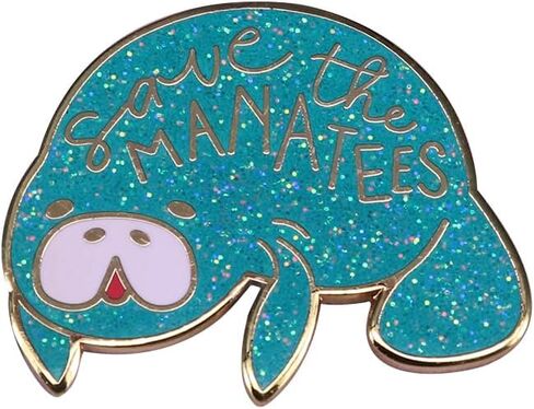 Save the Manatees Glitter Animal Wildlife Extinction Protect Cute Kawaii 1.25" Enamel Pin Badge in Saudi Arabia