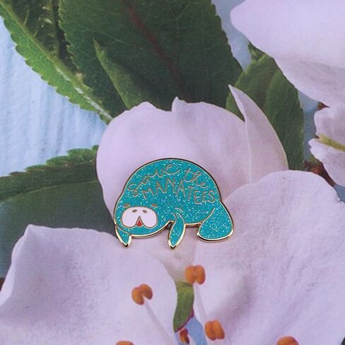 Save the Manatees Glitter Animal Wildlife Extinction Protect Cute Kawaii 1.25" Enamel Pin Badge in Saudi Arabia