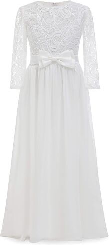 ABAO SISTER Fancy First Communion Flower Girl Dress Boho Chiffon A-line White Bridesmaid Dresses Wedding Party 2-12 Year Old in Saudi Arabia