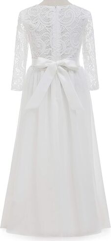 ABAO SISTER Fancy First Communion Flower Girl Dress Boho Chiffon A-line White Bridesmaid Dresses Wedding Party 2-12 Year Old in Saudi Arabia