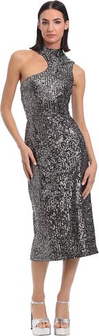 Donna Morgan Women's Asymmetric Bodice Cutout Velvet Sequin Part Cocktail Dress in Saudi Arabia