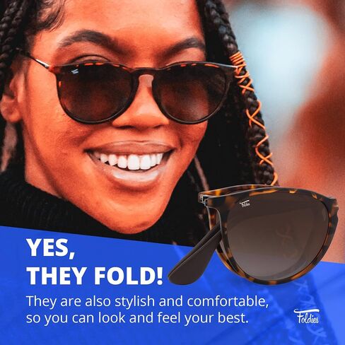 Foldies Polarized Folding Sunglasses – Scratch Resistant Lens Coating – Collapsible Frame – Premium Leather Case – Milanos in Saudi Arabia