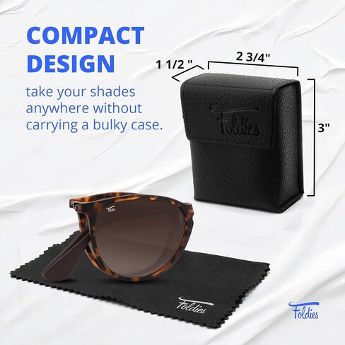 Foldies Polarized Folding Sunglasses – Scratch Resistant Lens Coating – Collapsible Frame – Premium Leather Case – Milanos in Saudi Arabia