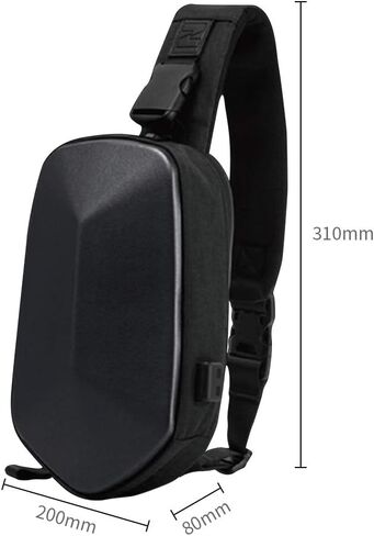 Anti-theft Polyhedral sling chest bag Waterproof Cross Body Backpack Lightweight Casual Daypack Cycling Shoulder Bag with USB Port for Men and Women-Black in Saudi Arabia
