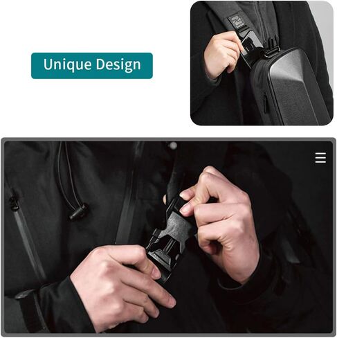 Anti-theft Polyhedral sling chest bag Waterproof Cross Body Backpack Lightweight Casual Daypack Cycling Shoulder Bag with USB Port for Men and Women-Black in Saudi Arabia