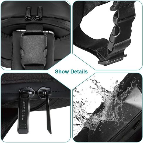 Anti-theft Polyhedral sling chest bag Waterproof Cross Body Backpack Lightweight Casual Daypack Cycling Shoulder Bag with USB Port for Men and Women-Black in Saudi Arabia