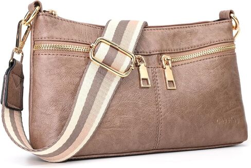 Crossbody Purses for Women Triple Zip Small Leather Cross Body Bags Woman's Shoulder Bags Handbag with Wide Strap in Saudi Arabia