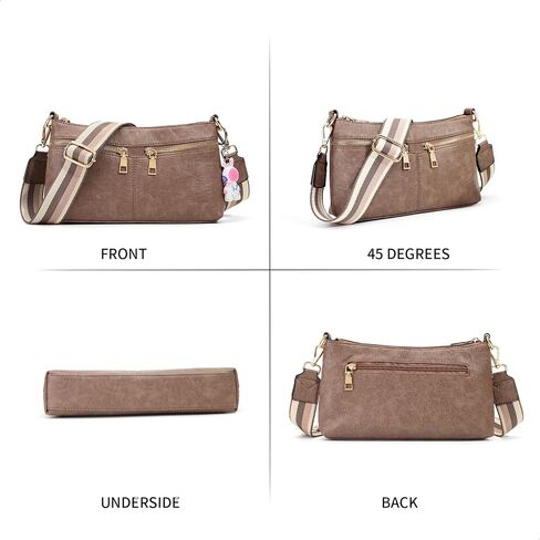 Crossbody Purses for Women Triple Zip Small Leather Cross Body Bags Woman's Shoulder Bags Handbag with Wide Strap in Saudi Arabia