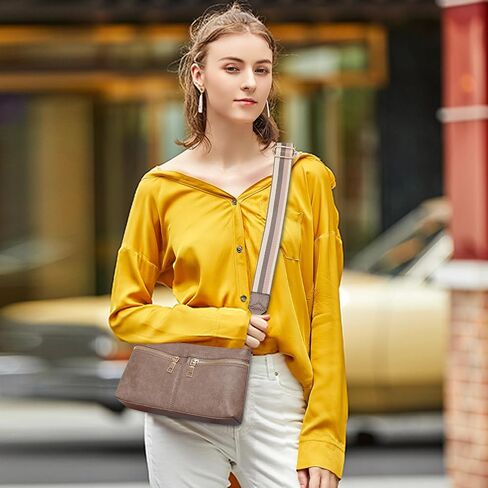 Crossbody Purses for Women Triple Zip Small Leather Cross Body Bags Woman's Shoulder Bags Handbag with Wide Strap in Saudi Arabia