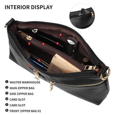 Crossbody Purses for Women Triple Zip Small Leather Cross Body Bags Woman's Shoulder Bags Handbag with Wide Strap in Saudi Arabia