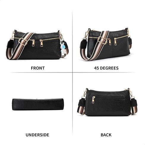 Crossbody Purses for Women Triple Zip Small Leather Cross Body Bags Woman's Shoulder Bags Handbag with Wide Strap in Saudi Arabia
