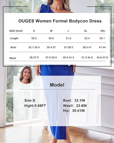 OUGES Women Summer Dress 2023 One Shoulder Sleeveless Bodycon Dress Cocktail Wedding Guest Maxi Dress in Saudi Arabia