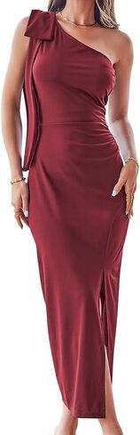 OUGES Women Summer Dress 2023 One Shoulder Sleeveless Bodycon Dress Cocktail Wedding Guest Maxi Dress in Saudi Arabia