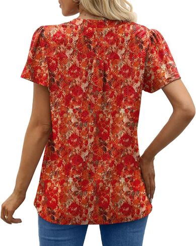 بلوزات عمل نسائية صيفية من SAMPEEL برقبة على شكل حرف V وأكمام قصيرة مكشكشة in Kuwait