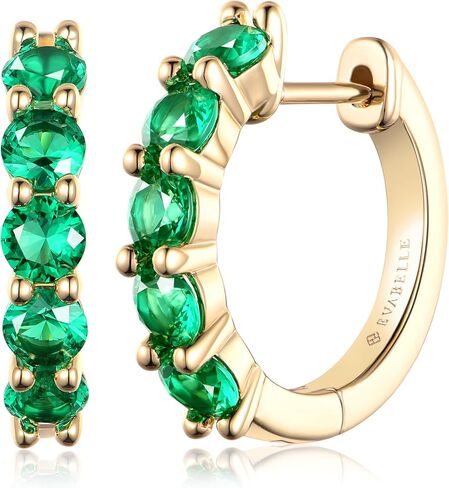 Evabelle Gold Hoop Earrings for Women 14K Real Gold Plated Huggie Hoop Earring Diamond Cut Cubic Zirconia Cuff Earrings Cartilage Hoop Earring Huggie Stud for Men Girl Teen Sterling Silver Post Hypoallergenic Valentine's Mother's Day Earrings Jewelry Gift in Saudi Arabia