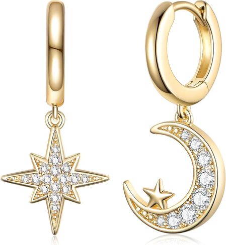 Evabelle Gold Hoop Earrings for Women 14K Real Gold Plated Huggie Hoop Earring Diamond Cut Cubic Zirconia Cuff Earrings Cartilage Hoop Earring Huggie Stud for Men Girl Teen Sterling Silver Post Hypoallergenic Valentine's Mother's Day Earrings Jewelry Gift in Saudi Arabia