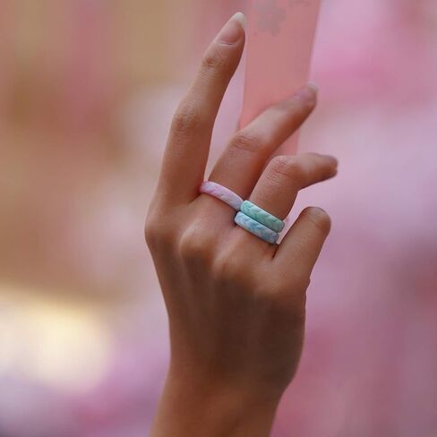 Zollen Olive Leaves Silicone Wedding Rings for Women, Rubber Wedding Bands Stackable Ring, Hypoallergenic Silicone in Saudi Arabia